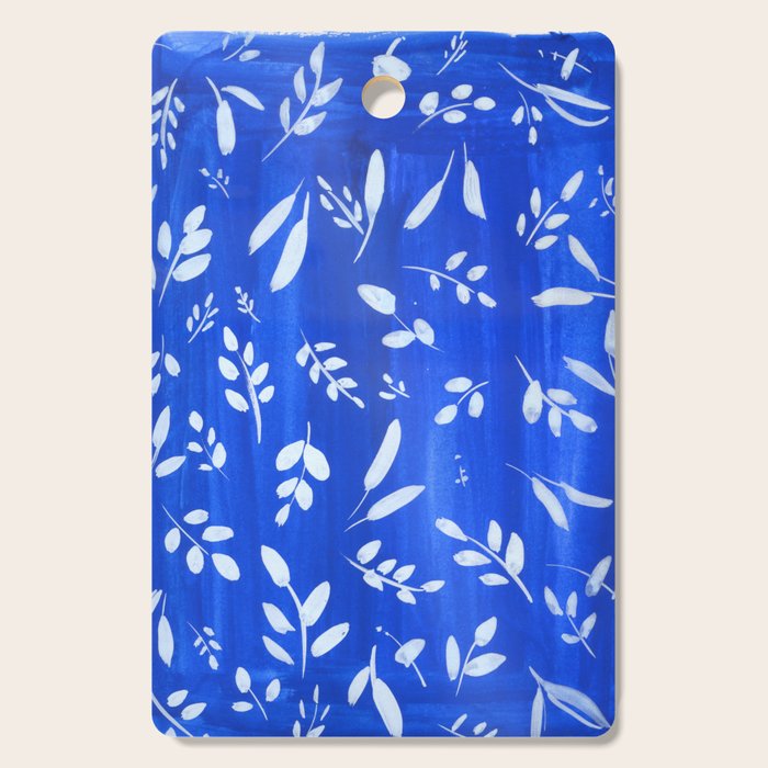 blue and white leaves Cutting Board Gallery Image 1