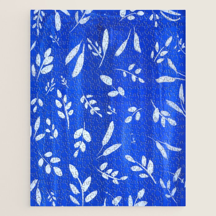 blue and white leaves Jigsaw Puzzle Gallery Image 1