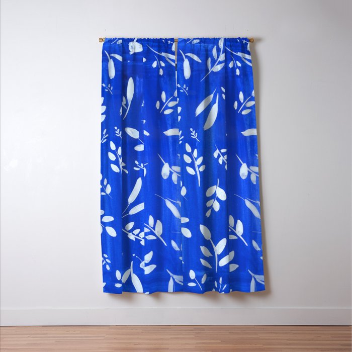 blue and white leaves Window Curtain Gallery Image 3