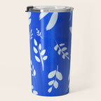 blue and white leaves Travel Mug Gallery Image 3