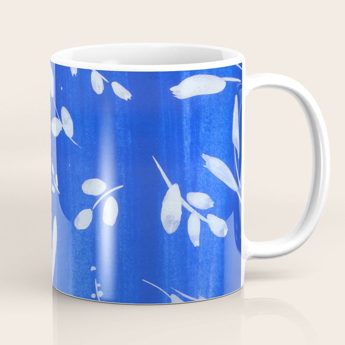 blue and white leaves Coffee Mug Gallery Image 1