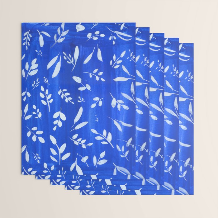 blue and white leaves Wrapping Paper Gallery Image 3
