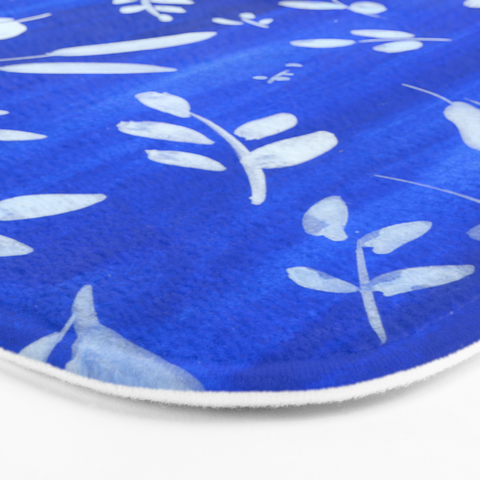 blue and white leaves Bath Mat Gallery Image 3