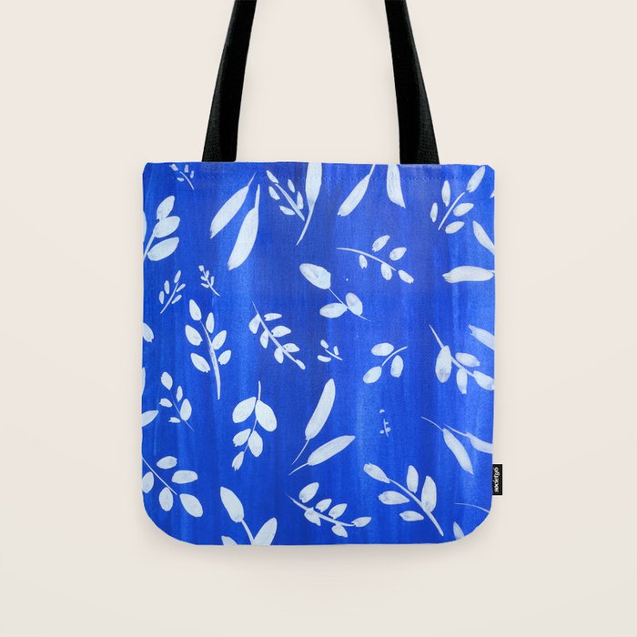 blue and white leaves Tote Bag Gallery Image 1