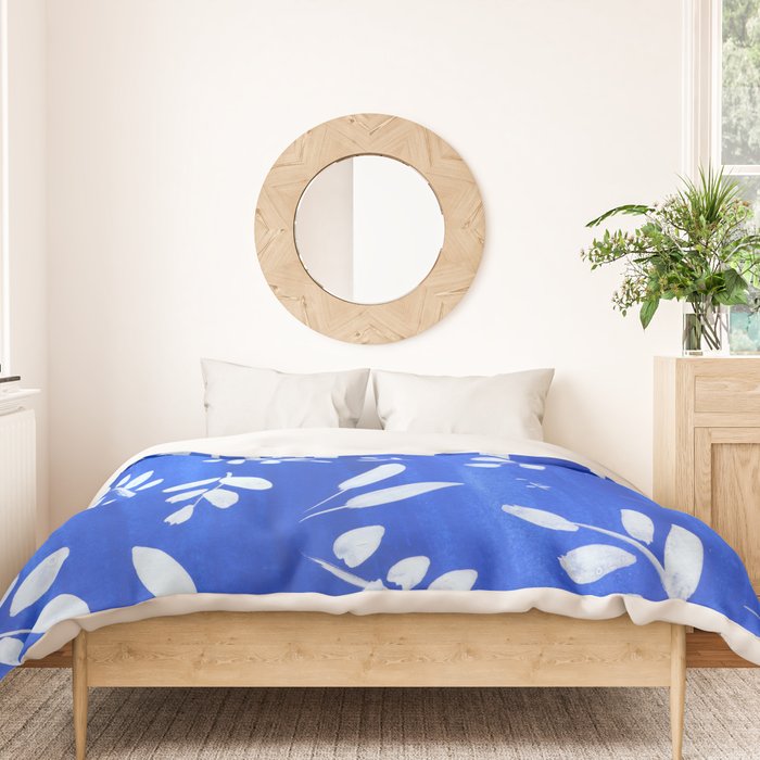 blue and white leaves Duvet Cover Gallery Image 3