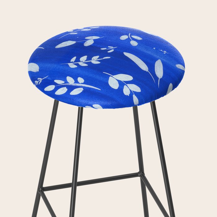 blue and white leaves Stool Gallery Image 2