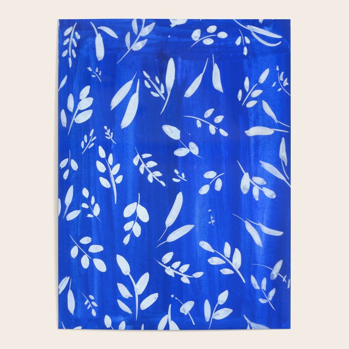 blue and white leaves Poster Gallery Image 4
