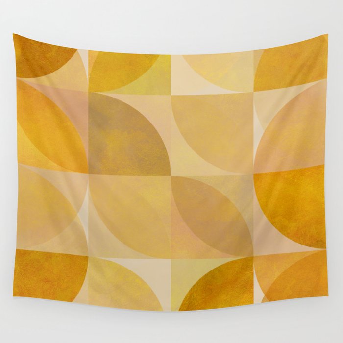 mid century geometric gold shapes Wall Tapestry Gallery Image 4