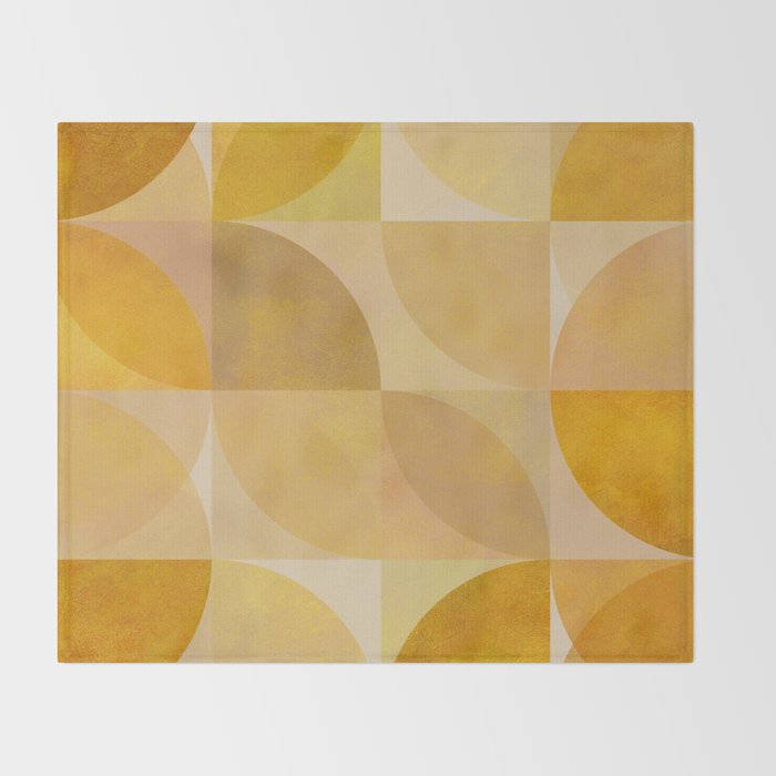 mid century geometric gold shapes Throw Blanket Gallery Image 2