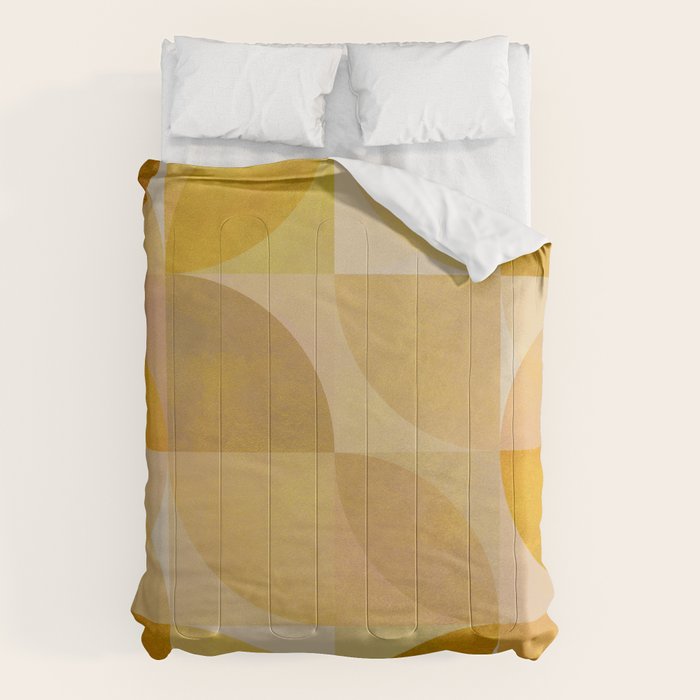 mid century geometric gold shapes Comforter Gallery Image 6
