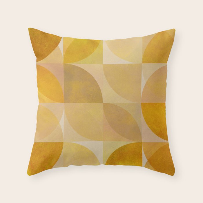 mid century geometric gold shapes Throw Pillow Gallery Image 6