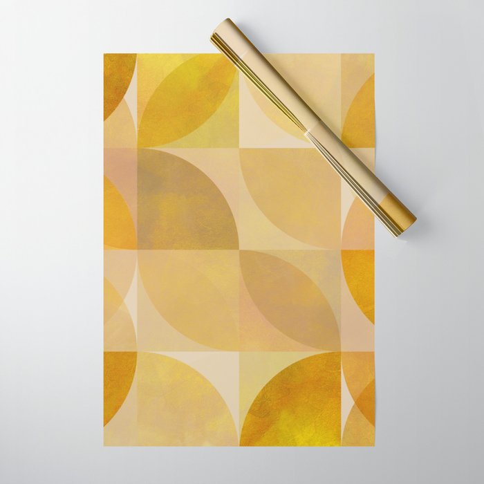 mid century geometric gold shapes Wrapping Paper Gallery Image 1