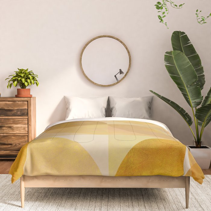 mid century geometric gold shapes Comforter Gallery Image 3