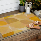 mid century geometric gold shapes Outdoor Rug Gallery Image 2