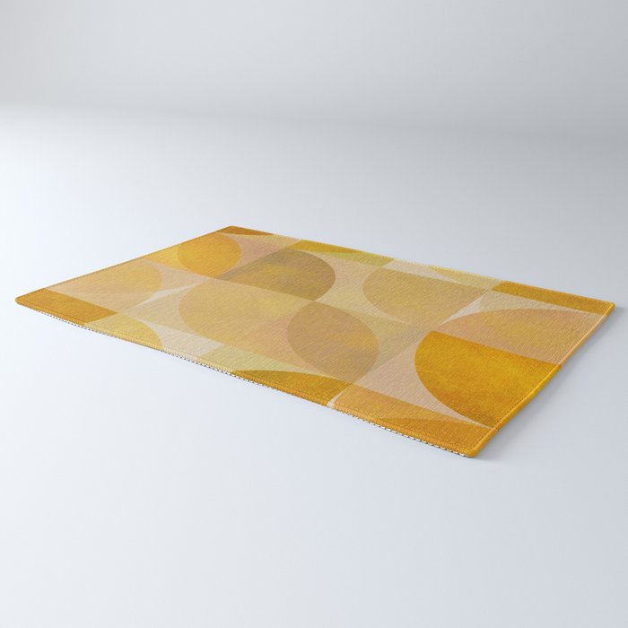 mid century geometric gold shapes Rug Gallery Image 3
