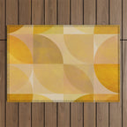 mid century geometric gold shapes Outdoor Rug Gallery Image 1
