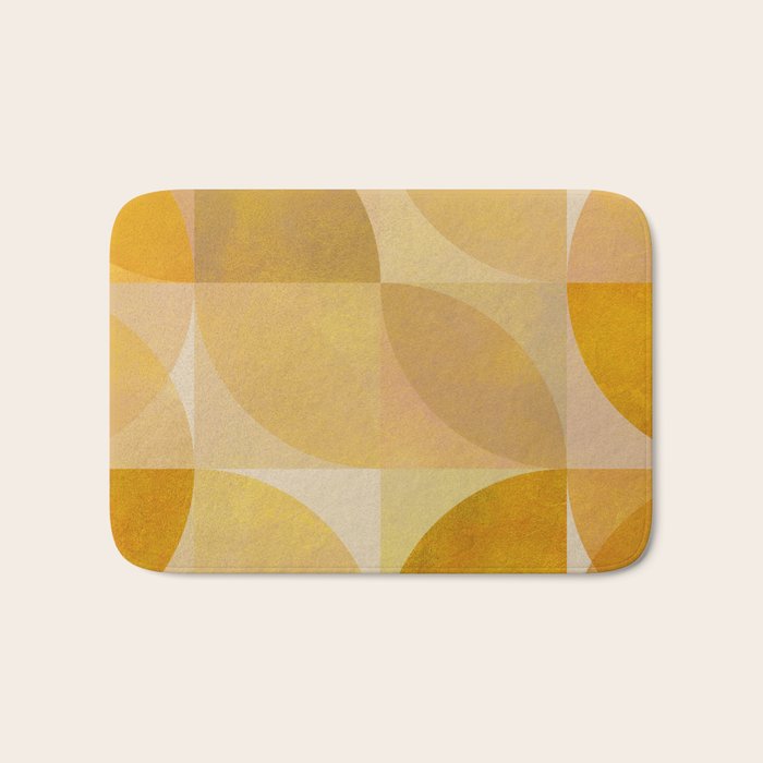 mid century geometric gold shapes Bath Mat Gallery Image 1