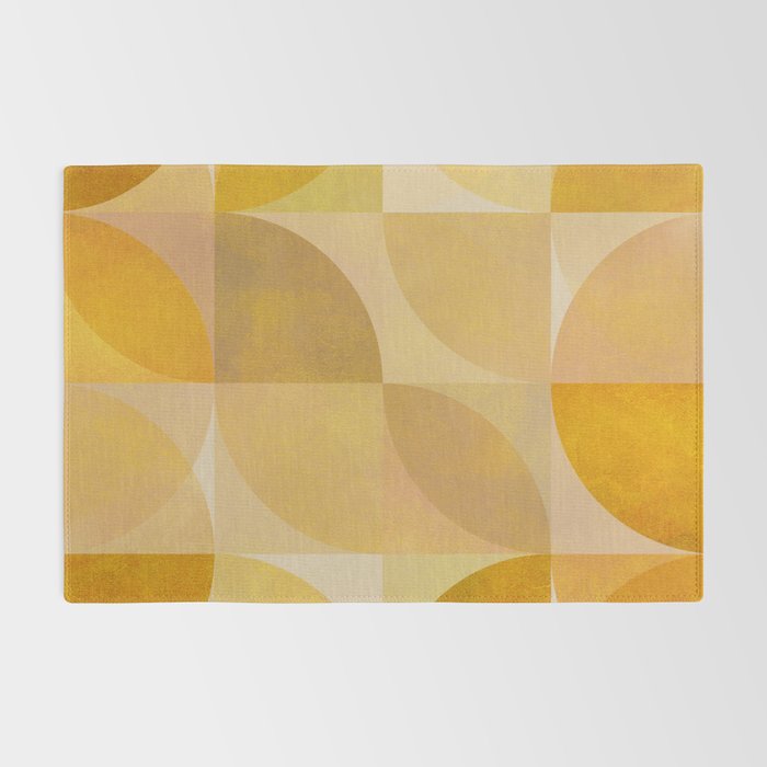 mid century geometric gold shapes Rug Gallery Image 2