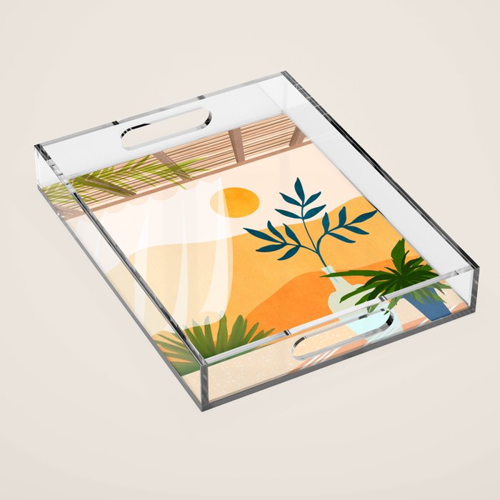 Golden Sunset Terrace Acrylic Tray Gallery Image 1