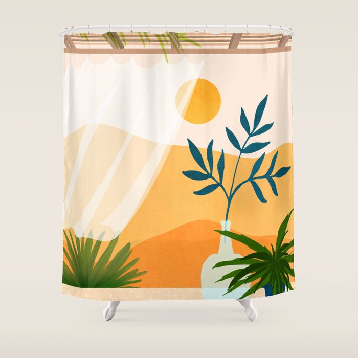 Golden Sunset Terrace Shower Curtain Gallery Image 1