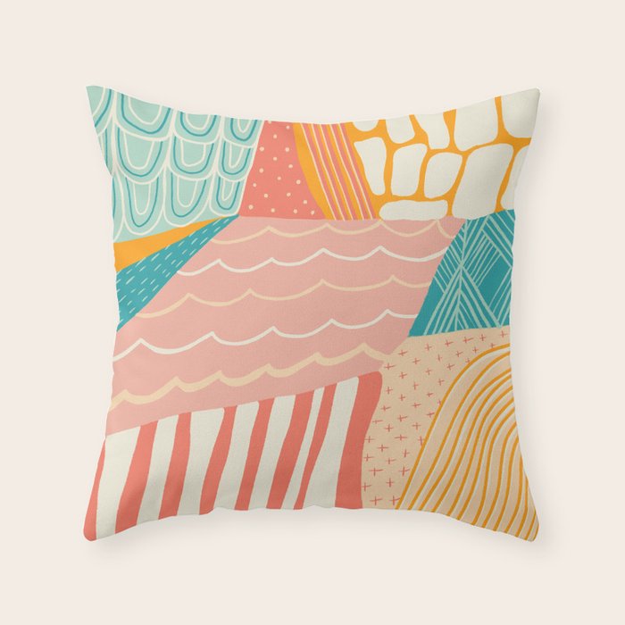 beach quilt Throw Pillow Gallery Image 1