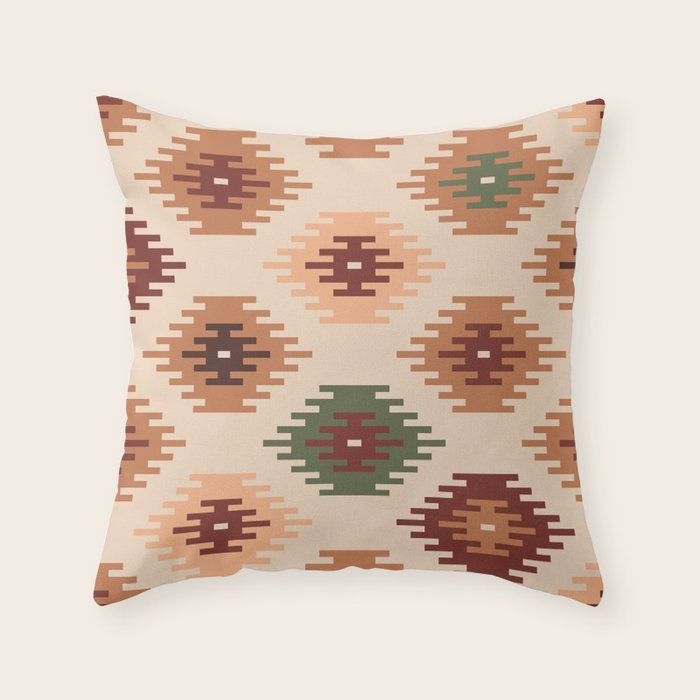 Southwest native Aztec diamonds kilim Throw Pillow Gallery Image 1