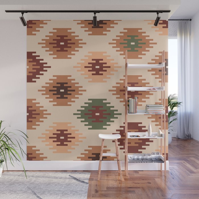 Southwest native Aztec diamonds kilim Wall Mural Gallery Image 1