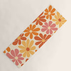 Retro Orange, Yellow & Pink Flower Pattern Yoga Mat Gallery Image 1