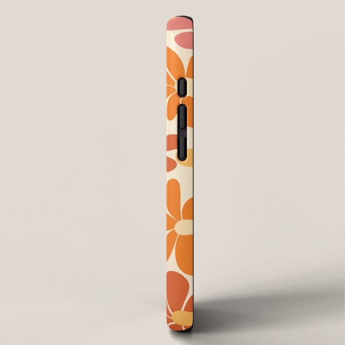 Retro Orange, Yellow & Pink Flower Pattern iPhone Case Gallery Image 2