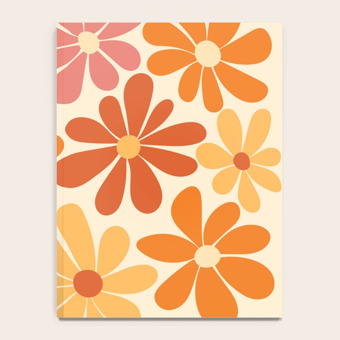 Retro Orange, Yellow & Pink Flower Pattern Notebook Gallery Image 4