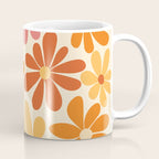 Retro Orange, Yellow & Pink Flower Pattern Coffee Mug Gallery Image 1