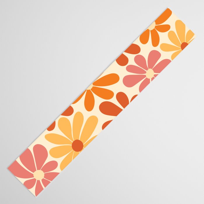 Retro Orange, Yellow & Pink Flower Pattern Table Runner Gallery Image 3