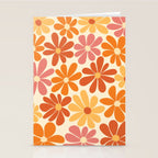 Retro Orange, Yellow & Pink Flower Pattern Stationery Card Gallery Image 2