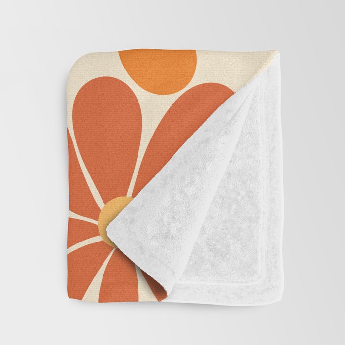 Retro Orange, Yellow & Pink Flower Pattern Throw Blanket Gallery Image 3