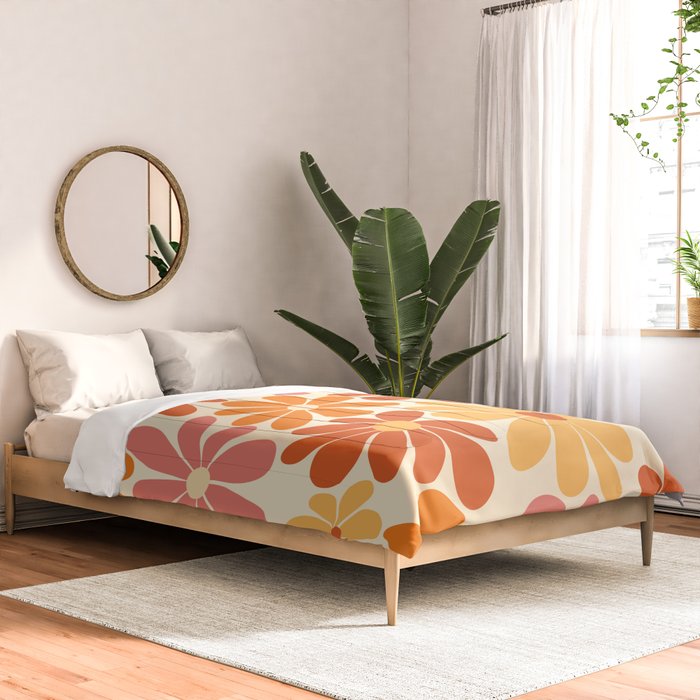 Retro Orange, Yellow & Pink Flower Pattern Comforter Gallery Image 2