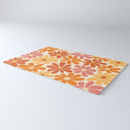 Retro Orange, Yellow & Pink Flower Pattern Rug Gallery Image 3