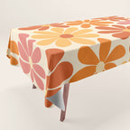 Retro Orange, Yellow & Pink Flower Pattern Tablecloth Gallery Image 1