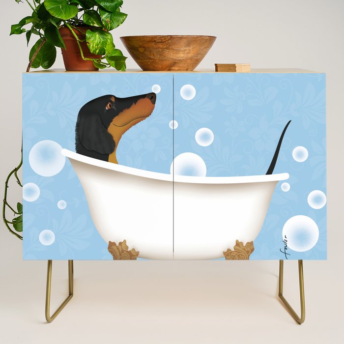 Dachshund Bath Wash Your Wiener Dog Art Credenza Gallery Image 1