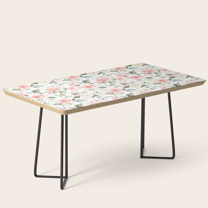 Sunny Floral Pastel Pink Watercolor Flower Pattern Coffee Table Gallery Image 1