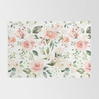 Sunny Floral Pastel Pink Watercolor Flower Pattern Rug Gallery Image 2