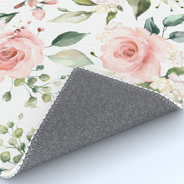 Sunny Floral Pastel Pink Watercolor Flower Pattern Rug Gallery Image 4