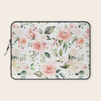Sunny Floral Pastel Pink Watercolor Flower Pattern Laptop Sleeve Gallery Image 1