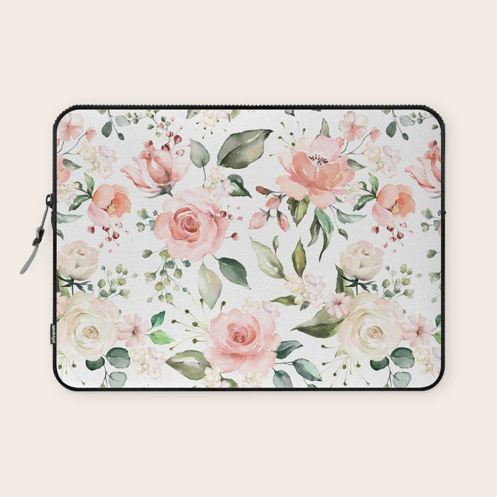 Sunny Floral Pastel Pink Watercolor Flower Pattern Laptop Sleeve Gallery Image 1