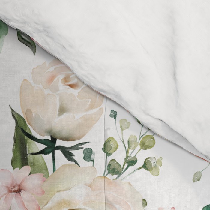 Sunny Floral Pastel Pink Watercolor Flower Pattern Comforter Gallery Image 4