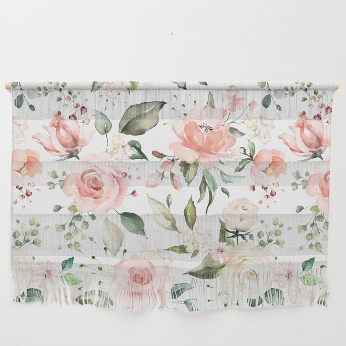Sunny Floral Pastel Pink Watercolor Flower Pattern Wall Hanging Gallery Image 1