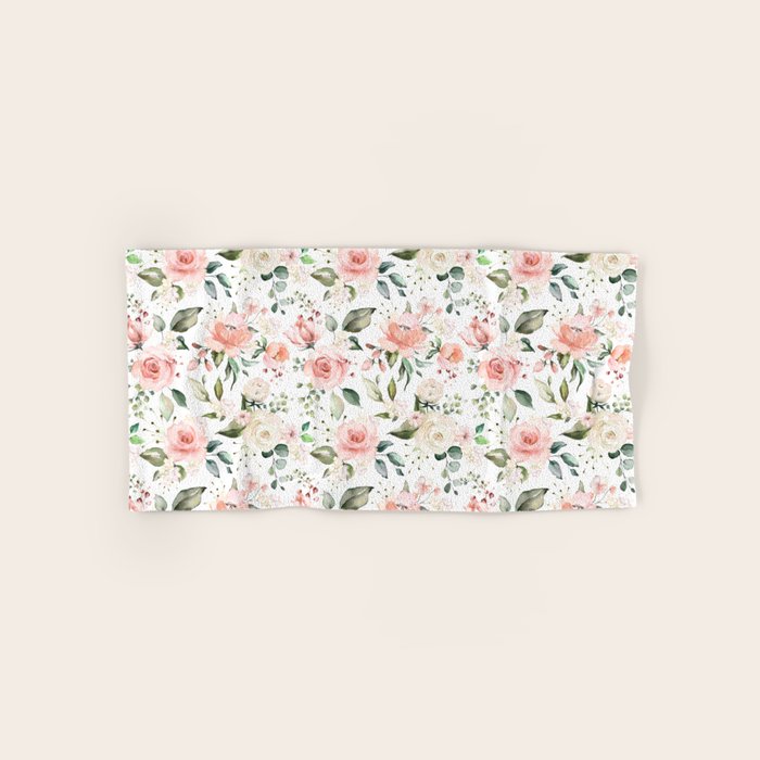 Sunny Floral Pastel Pink Watercolor Flower Pattern Towels Gallery Image 1