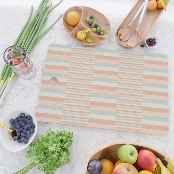 Mixed Stripes Pattern VI Soft Pastel Cutting Board Gallery Image 2