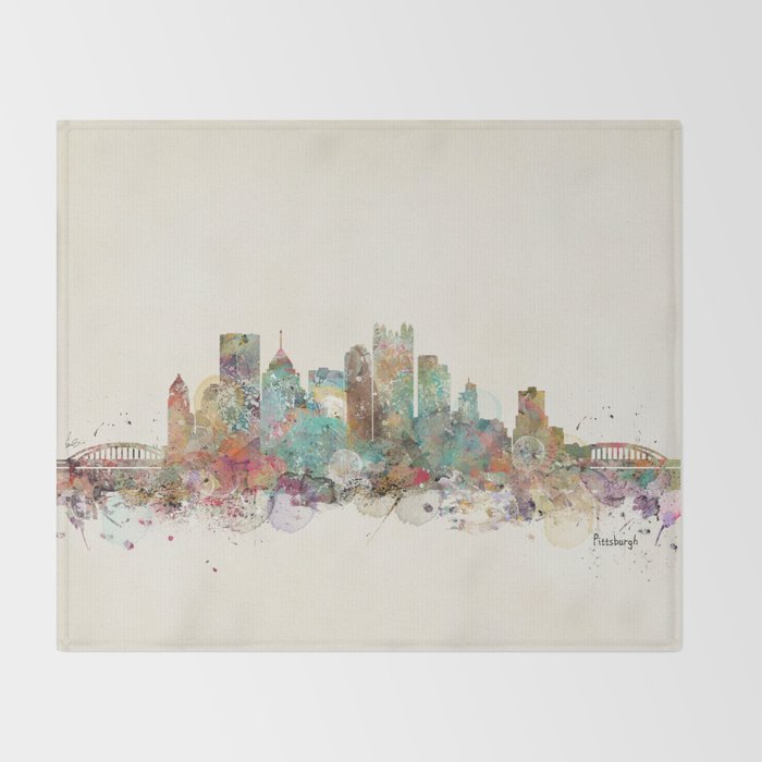 Pittsburgh Pennsylvania skyline Throw Blanket Gallery Image 2