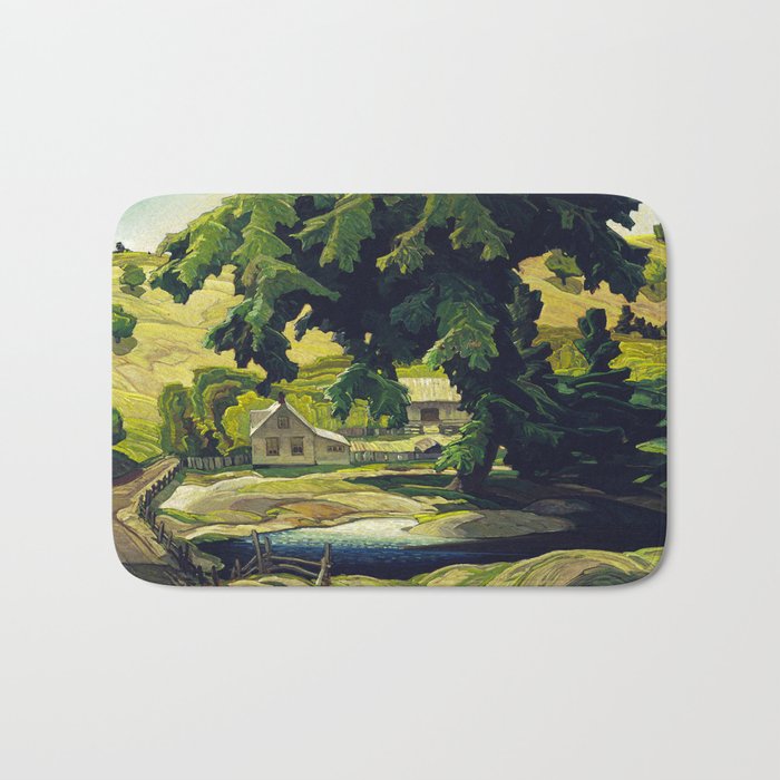 Farm Haliburton oil on hardboard 1940 Franklin Carmichael Canadian artist Art Nouveau Post-Impressio Bath Mat Gallery Image 1