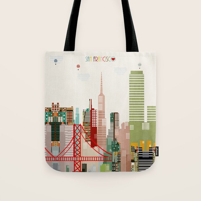 san francisco skyline Tote Bag Gallery Image 1